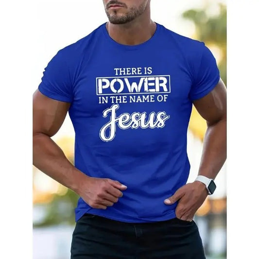 Powerful Faith T-Shirt - Round Neck, Short-Sleeved, Casual, Fashionable, Breathable, Comfortable, and Lightweight Summer Top for Men Made in USA