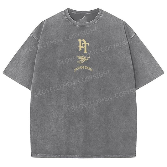 Praise Team Embroidery Unixes Washed T-Shirt, Christian Tshirts, Christian Jesus shirts, Vintage 90s Graphic Tee Gift Cotton Top, Mineral color Casual Comfort