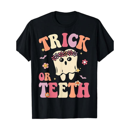 Prank or Tooth Ghost Dentist Halloween Treatment Dentist T-shirt Made in USA