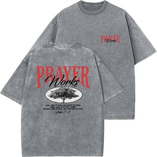 Prayer Works Unisex Washed T-Shirt, Christian Tshirts, Vintage 90s Graphic Tee, Gift Top Womenswear Cotton Mineral Colorstyle{n002}2
