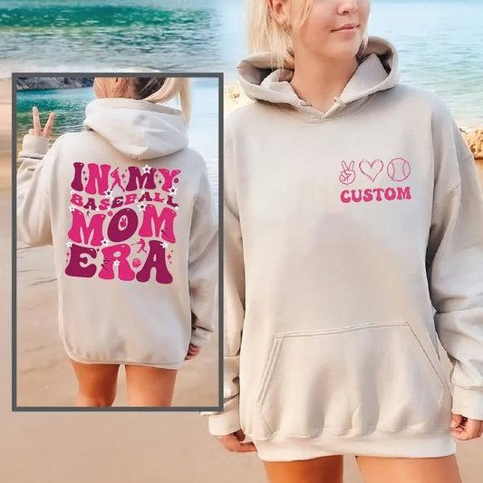 Premium  Custom Baseball Mom Sweatshirt & Hoodie, In My Baseball Mom Era, Baseball Lover , Game Day Sweater, Sport Mom Sweater, Gift For Mom