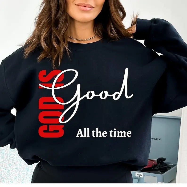 Premium  God is Good All the Time ,Bible Verse ,Varsity God is Good, Christian Shirt,Oversized Sweatshirt