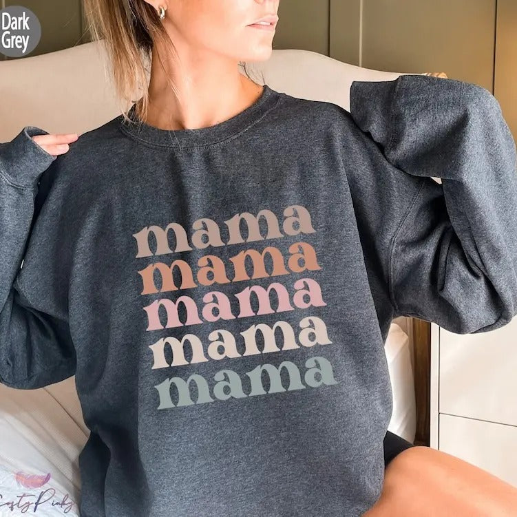 Premium  Mama Row Sweatshirt, Vintage Mama Hoodie, Mama Shirt, Retro Mama Sweater, New Mom Gifts, Mommy Sweaters, Gift for Mom, Mother Days
