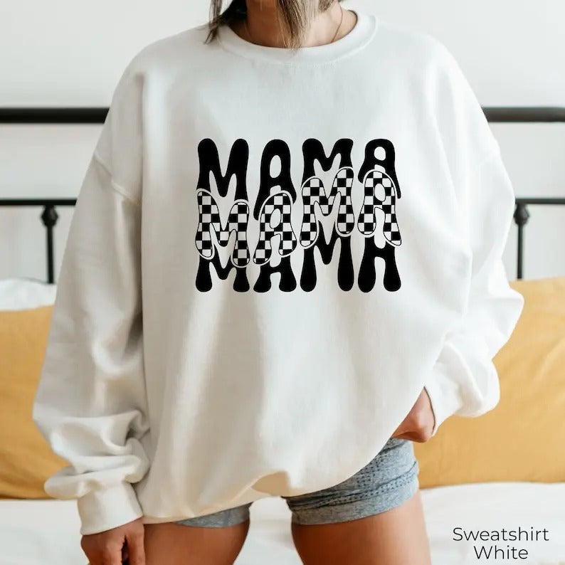 Premium  Mama Themed Sweatshirt, Trendy Mom Hoodie For Women, Minimalist Mother's Day Tee, Preppy Mama Life Shirt, Gift...