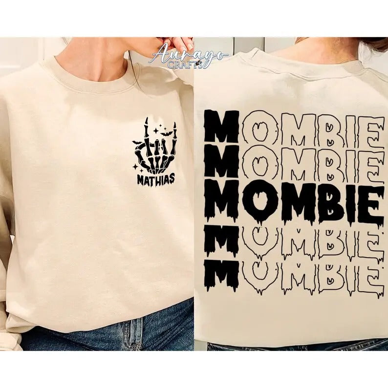 Premium  Personalized Mom Shirt, Mombie Shirt, Mother's Day Gift, Mom Gift, Mom Life Shirt, New Mom Gift, Rocking Motherhood Shirt, Funny Mom Gift