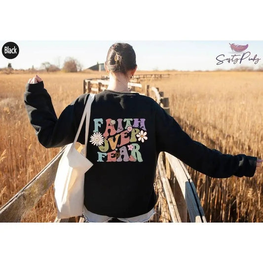 Premium  Preppy Christian Hoodie, Faith Over Fear Sweatshirt, Women's Religious Shirts, Bible Verse Shirt, Church Tshirt,...