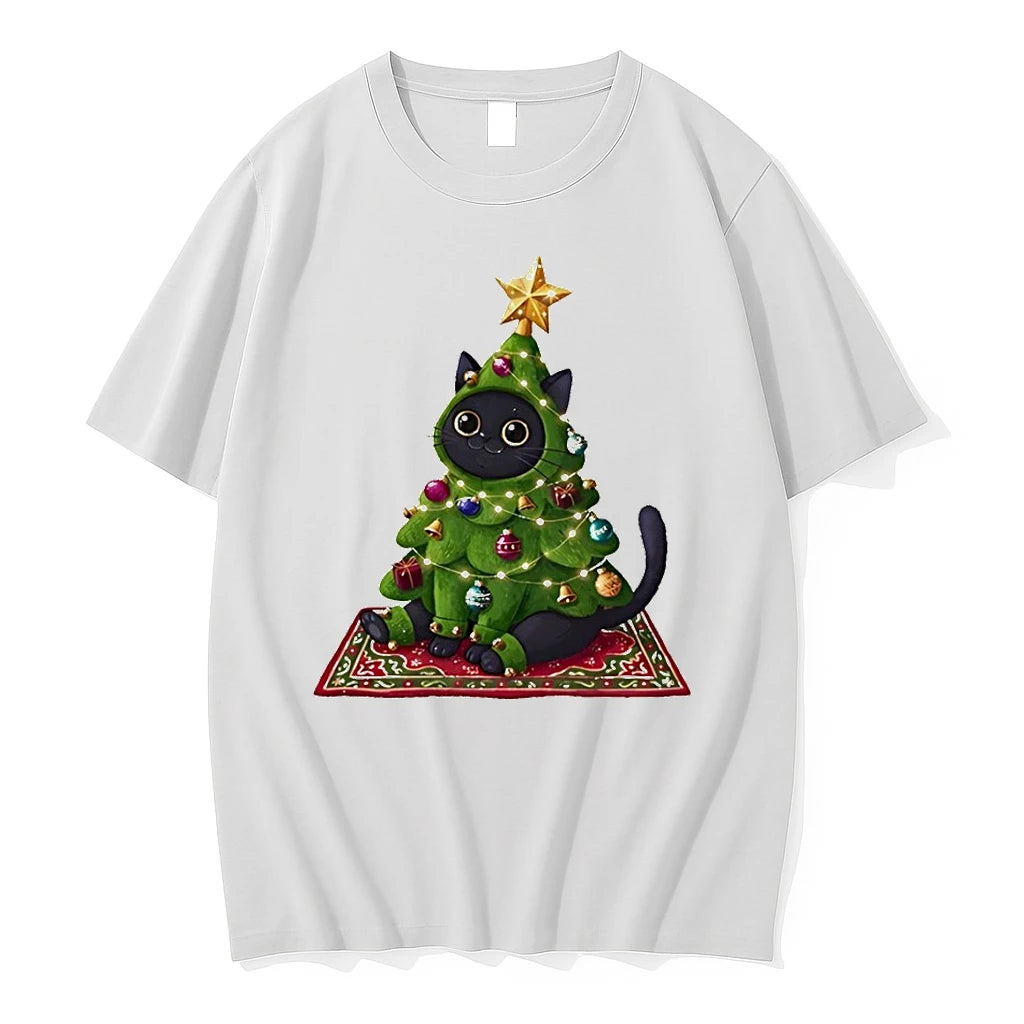 Premium Black Cat Christmas Tree Costume Rug Outfit Presents Ornaments Star Festive Tshirts