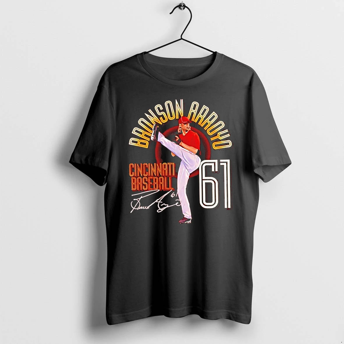 Premium Bronson Arroyo 61 Cincinnati Reds Baseball Signature Tshirts