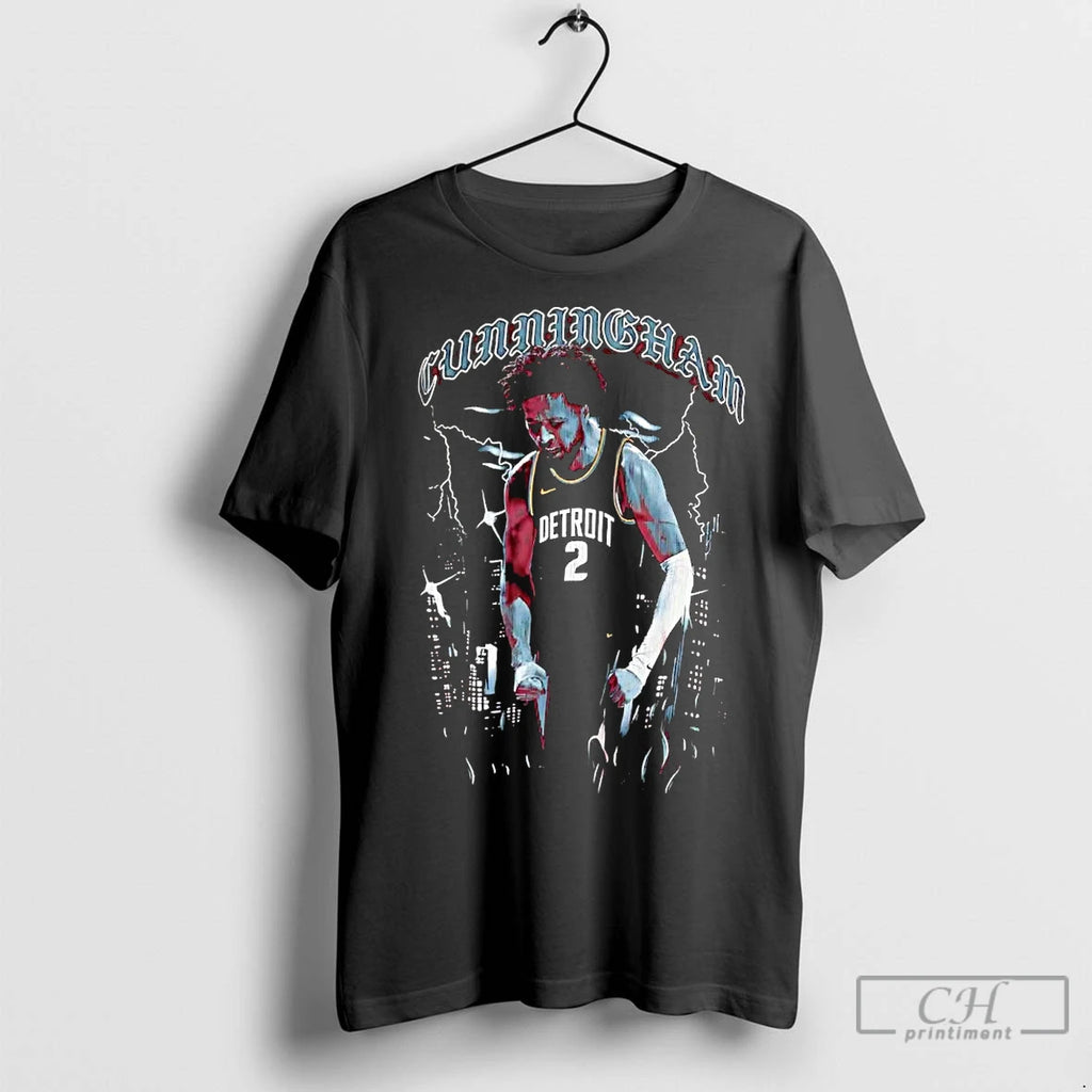 Premium Cade Cunningham City Skyline Detroit Pistons