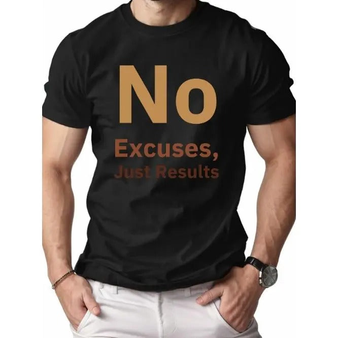 Premium Comfort Fit Pure Cotton T-Shirt for Men - Soft, Breathable, and Relaxed Fit Tee - No Excuses, Just Results Guaranteed Made in USA