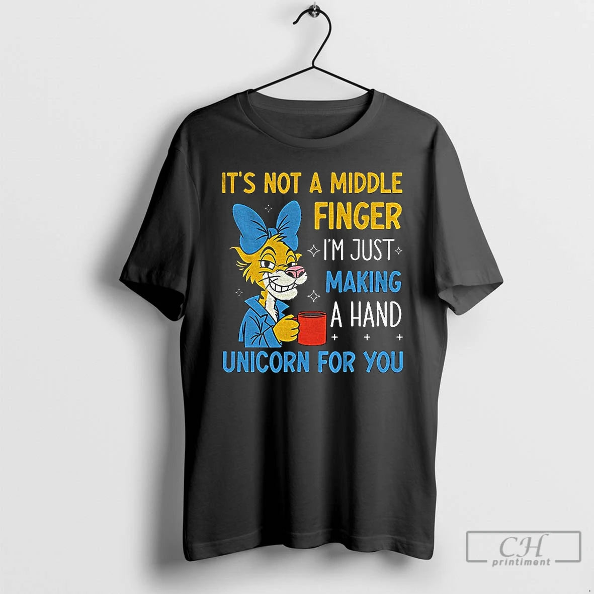 Premium Cute Tiger Its Not A Middle Finger Im Just Making A Hand Unicorn For T-Shirts, Hoodie, Sweatshirt | WearSparks.com
