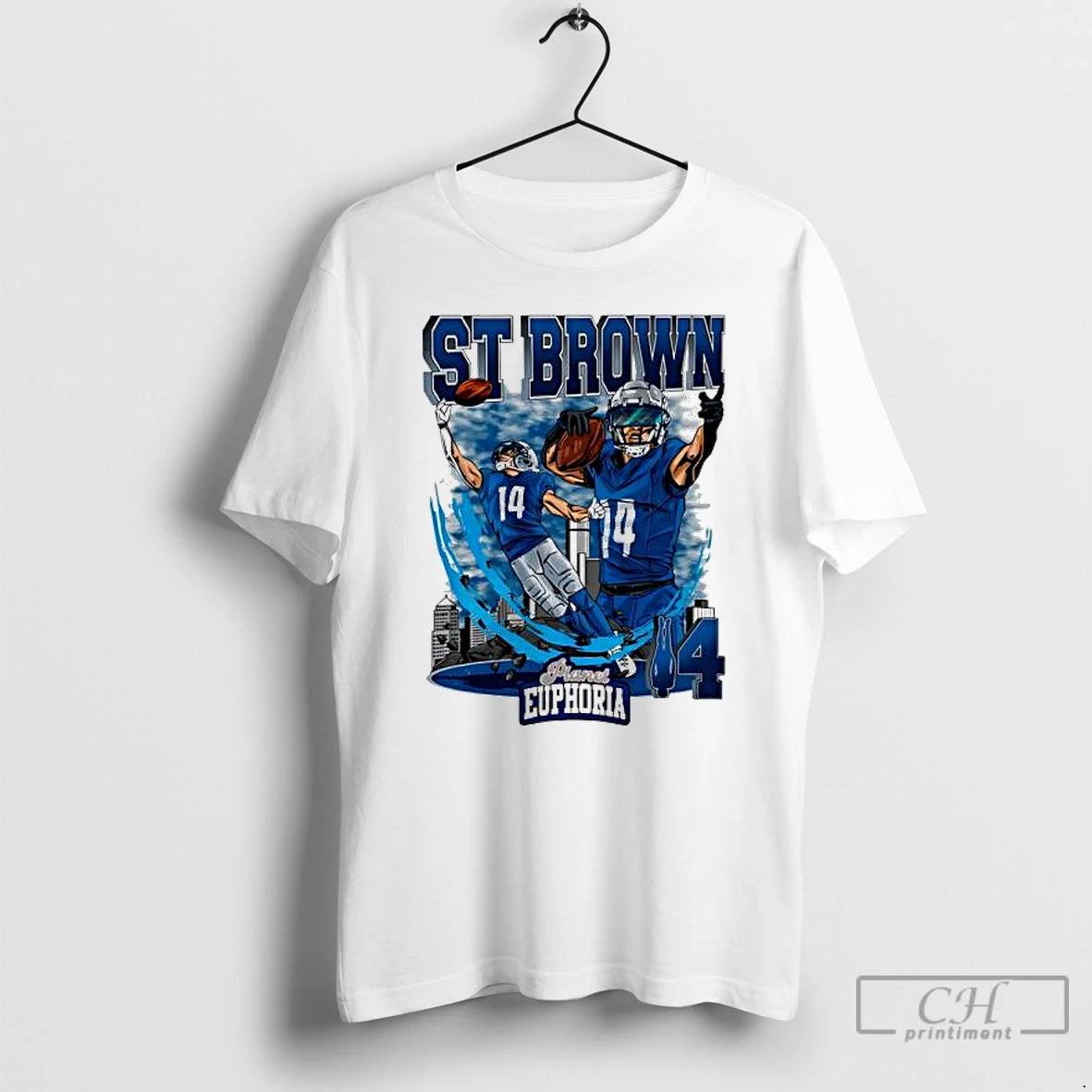 Premium Detroit Lions Amon Ra St Brown 14 Skyline Graphic T-Shirts, Hoodie, Sweatshirt | WearSparks.com