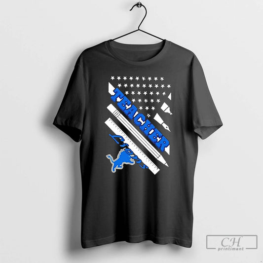 Premium Detroit Lions Football X Teacher American Flag T-Shirts, Hoodie, Sweatshirt | WearSparks.com