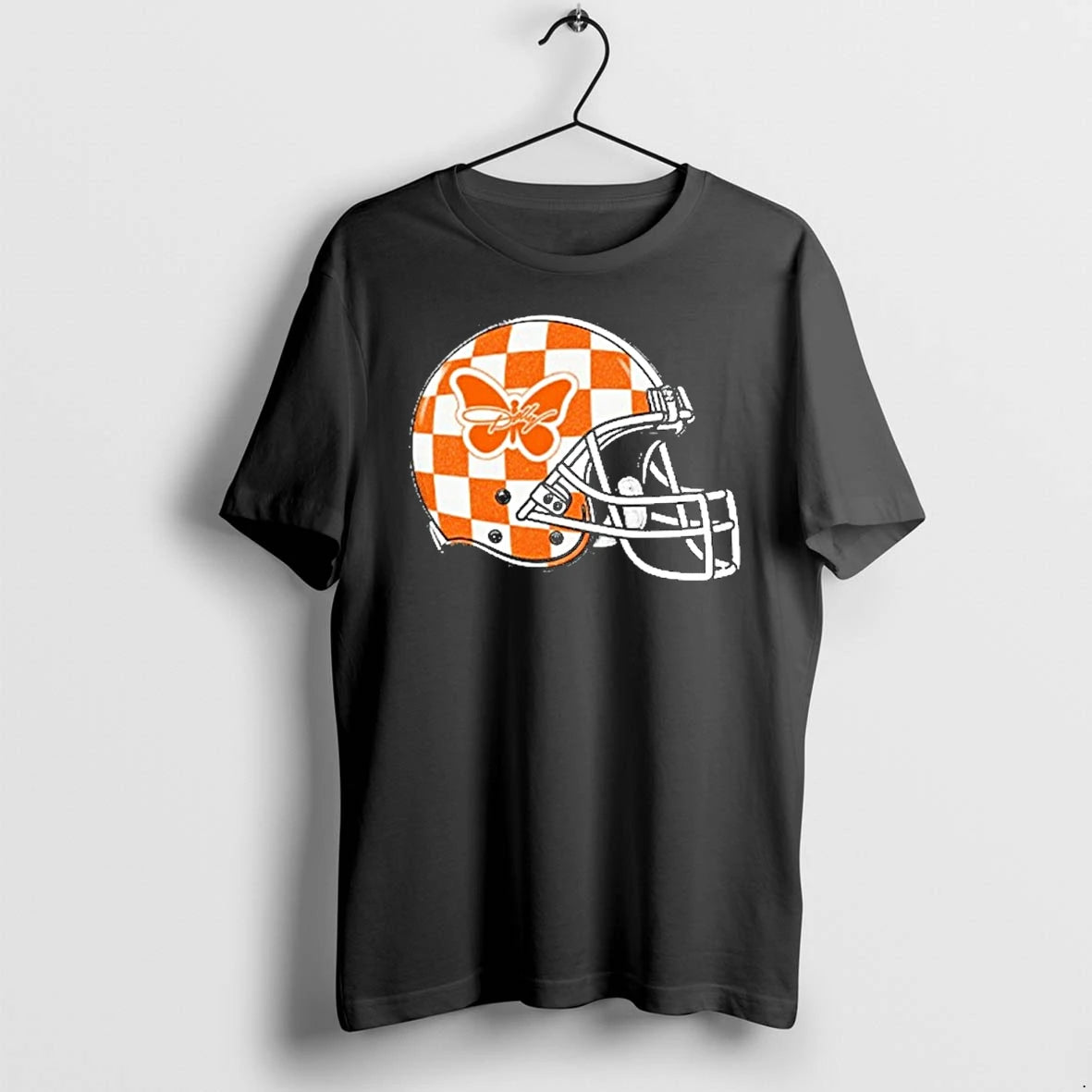 Premium Dolly Orange Butterfly Football Helmet Tshirts