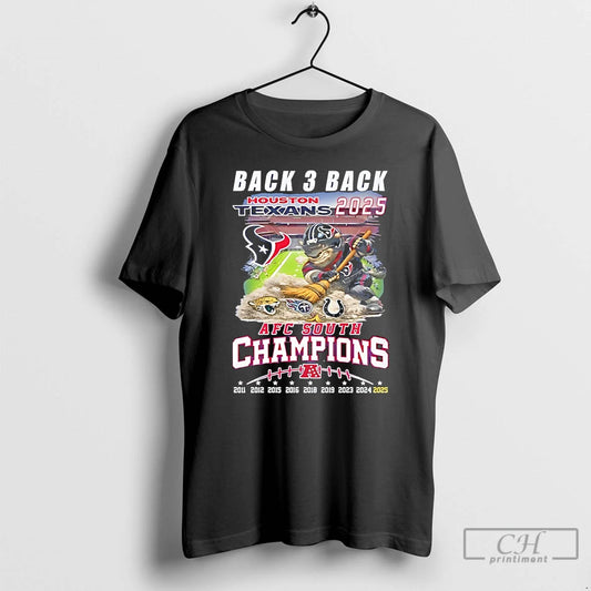 Premium Houston Texans Back 3 Back 2025 Afc South Champions 2011 2025 T Shirts Sweater Hoodie, Sweatshirt | WearSparks.com