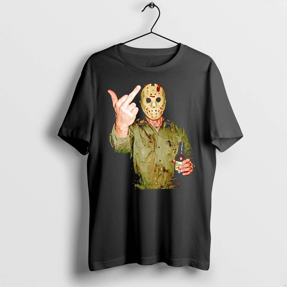 Premium Jason Voorhees Friday The 13th Middle Finger Smoking And Beer Halloween Tshirts