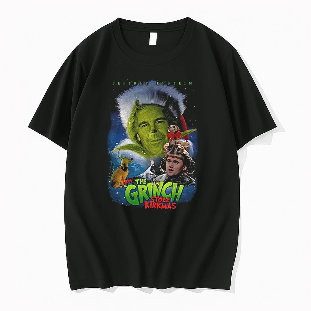Premium Jeffrey Epstein Charlie Kirk How The Grinch Stole Kirkmas Parody Humor Tshirts