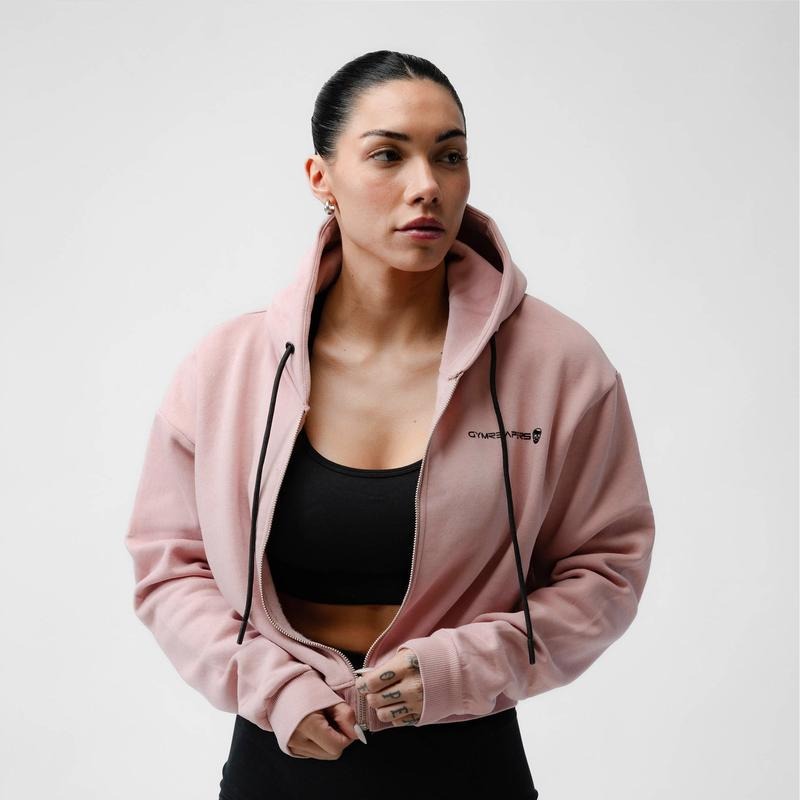 Premium Mauve Women's Cropped Logo Hoodie with Soft Fleece Lining Womenswear Comfortable