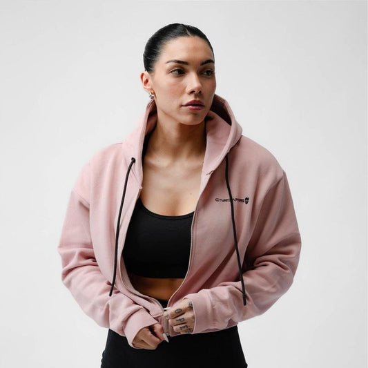 Premium Mauve Women's Cropped Logo Hoodie with Soft Fleece Lining Womenswear Comfortable T-Shirts, Sweatshirt