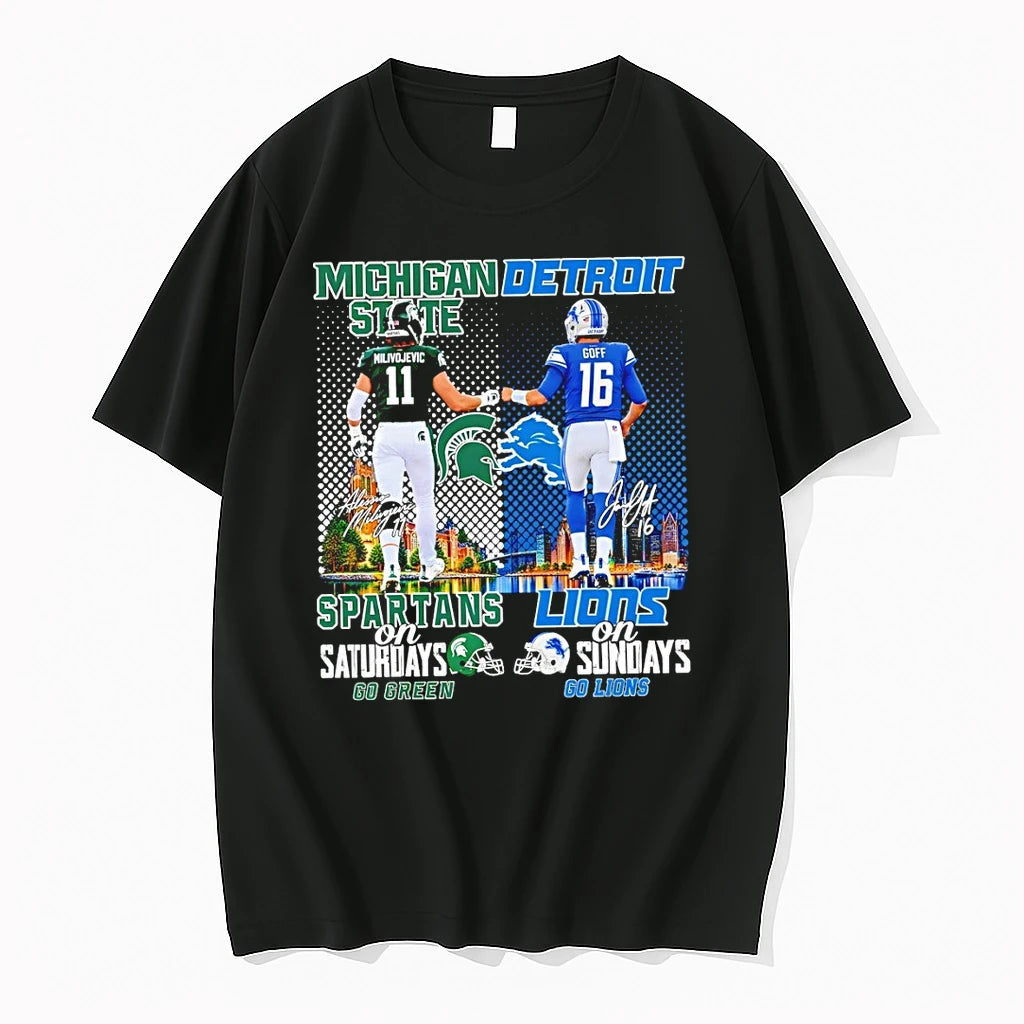 Premium Michigan State Spartans And Detroit Lions Football Players On Saturdays Sundays Tshirts