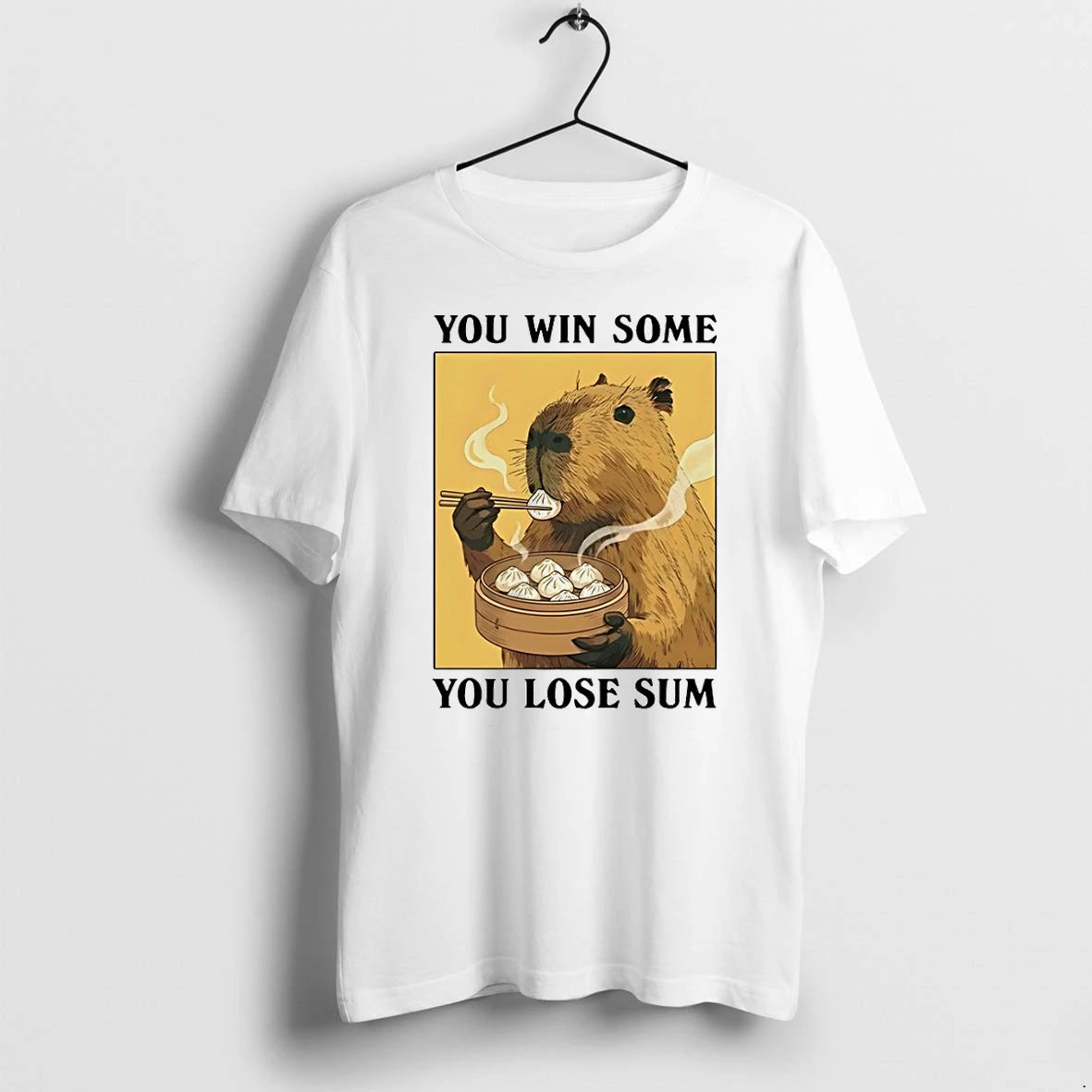 Premium Mkspltku Capybara Eating Dimsum You Win Some You Lose Sum Tshirts