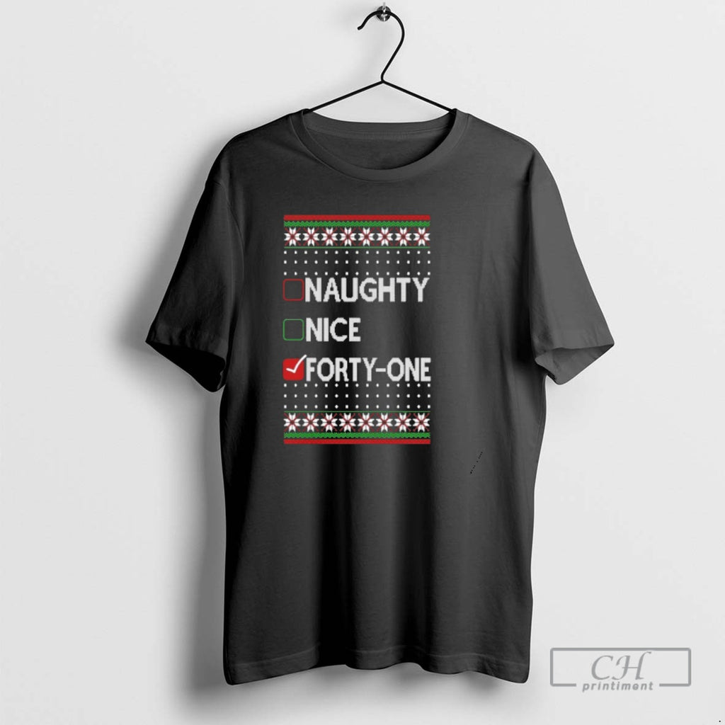 Premium Naughty Nice 41 Simple List Ugly Christmas Sweat Shirt Sweater