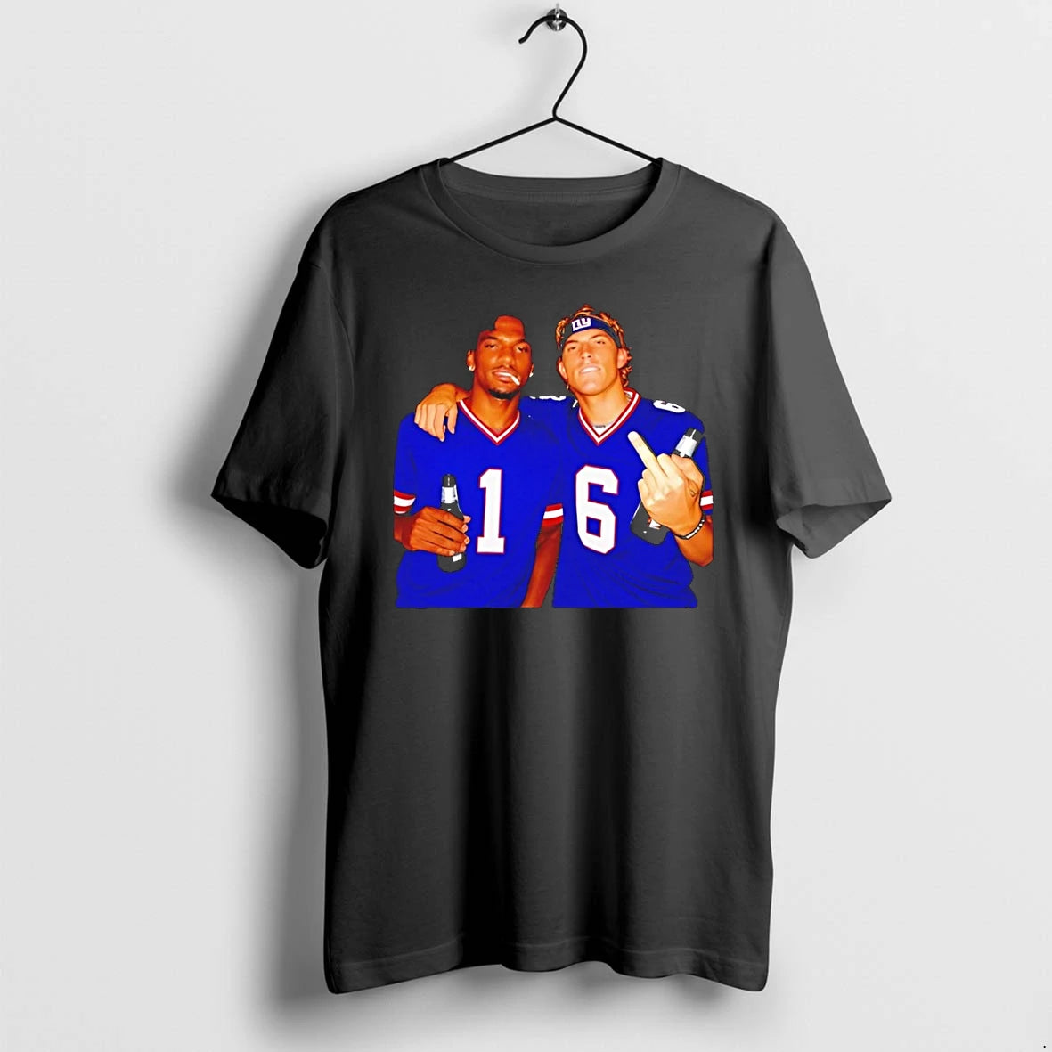 Premium New York Giants Malik Nabers Russell Wilson Drinking Middle Finger Tshirts