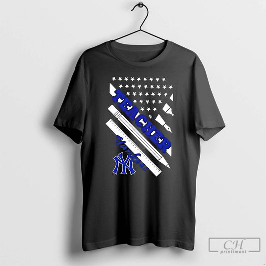 Premium New York Yankees Baseball X Teacher American Flag T-Shirts, Hoodie, Sweatshirt | WearSparks.com