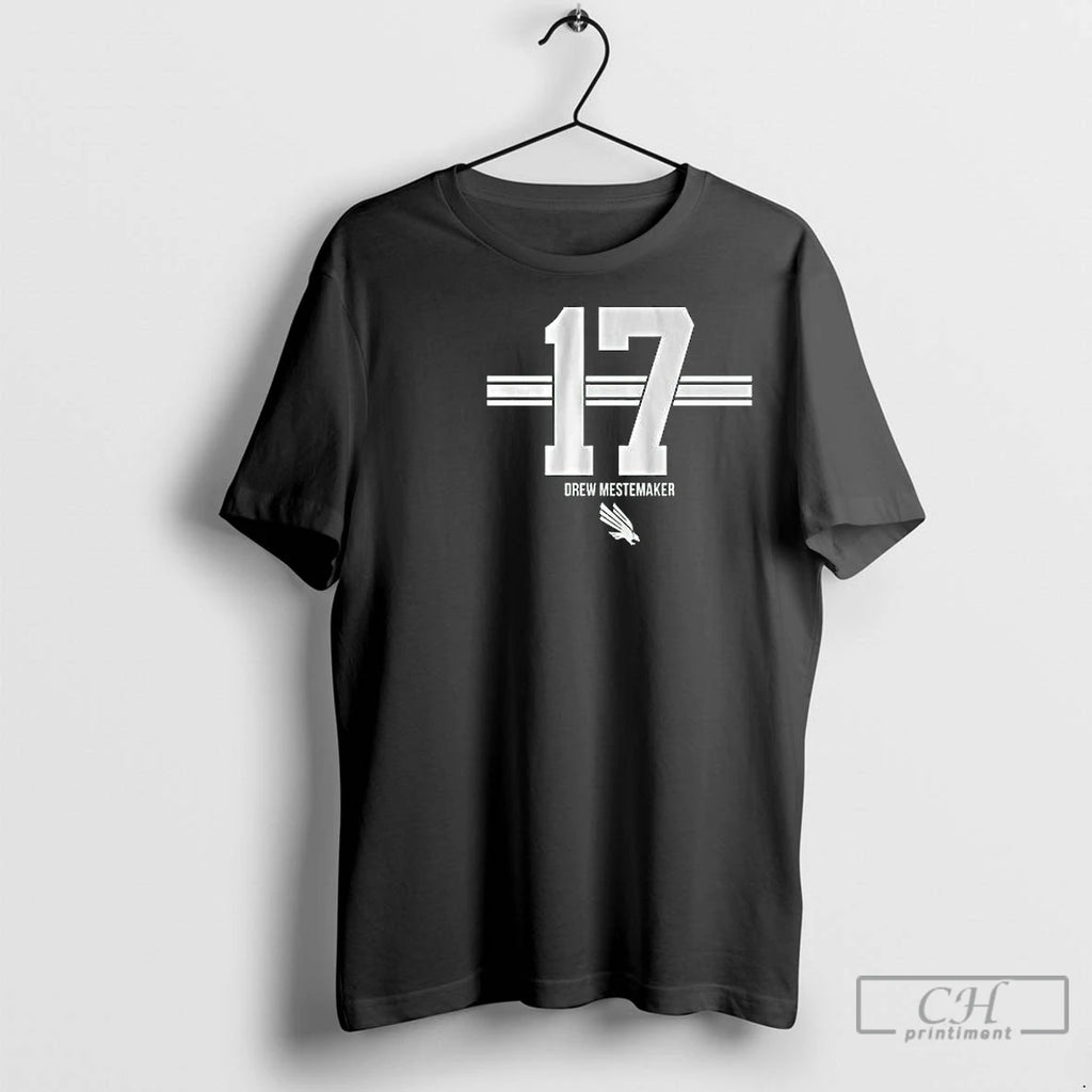 Premium North Texas Football Drew Mestemaker 17 Stripe Circle Black