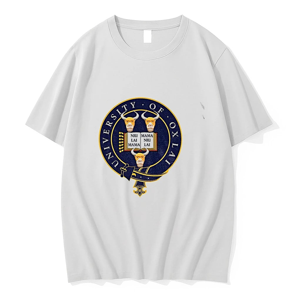 Premium Ox University Coat Of Arms Emblem With Niu Lai Mama Niu Lai Tshirts