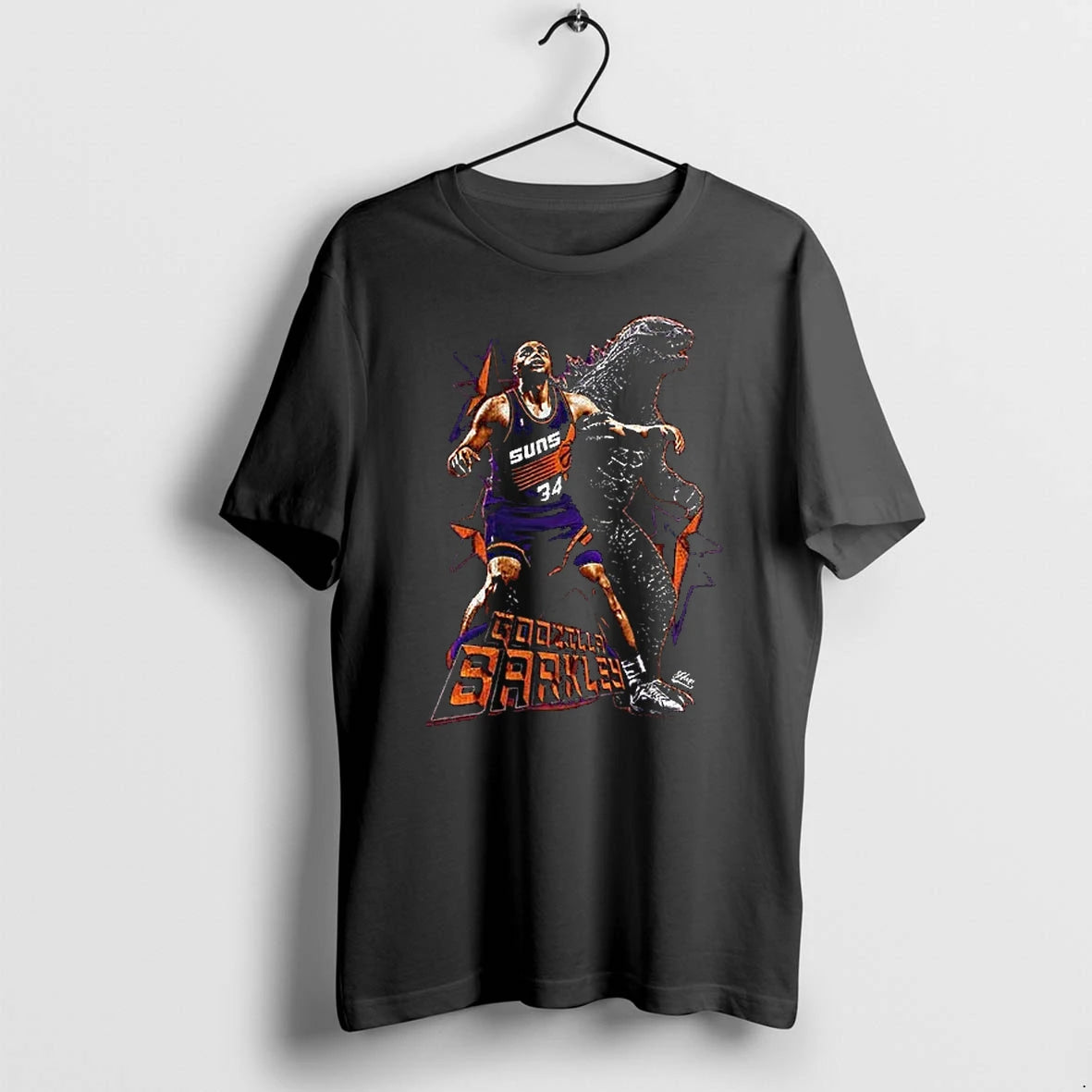 Premium Phoenix Suns Basketball Charles Barkley Vs Godzilla Tshirts
