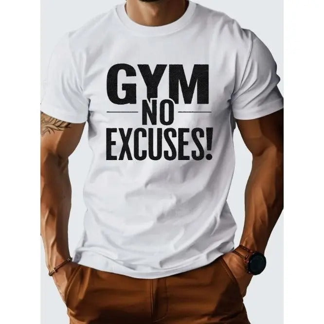 Premium Pure Cotton Comfort Fit T-Shirt for Men - Soft, Breathable, Relaxed Fit Tee for Gym and Casual Wear - No Excuses for Style Made in USA