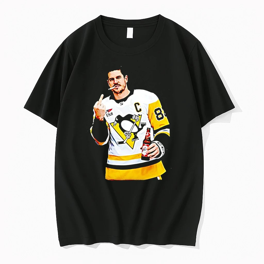 Premium Sidney Crosby Pittsburgh Penguins Middle Finger Smoking And Beer Tshirts