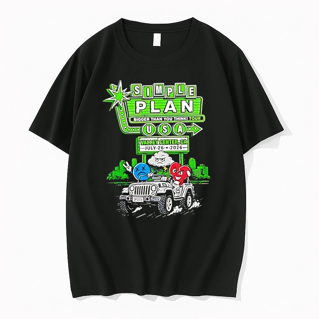 Premium Simple Plan The Bigger Than You Think Tour 2026 Valley Center Concert Tshirts