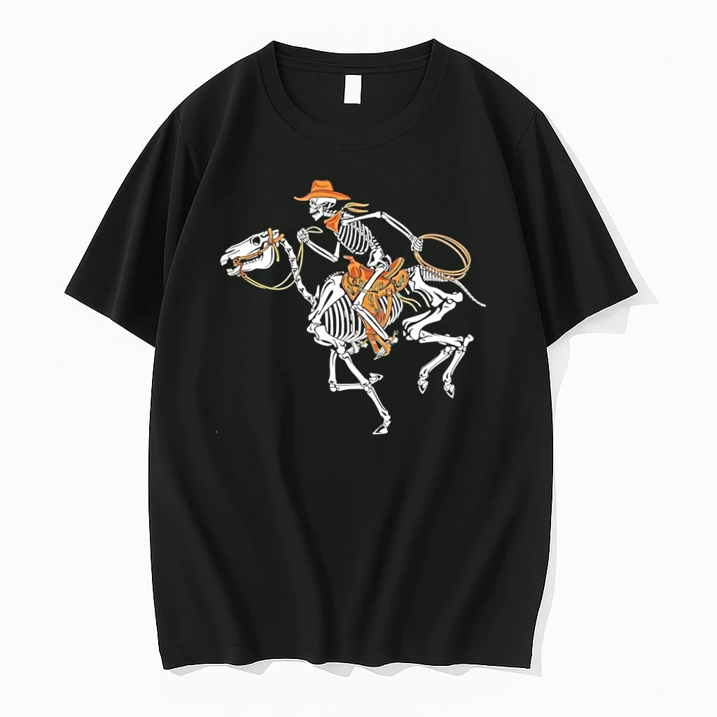 Premium Skeleton Cowboy Riding Skeleton Horse Tshirts