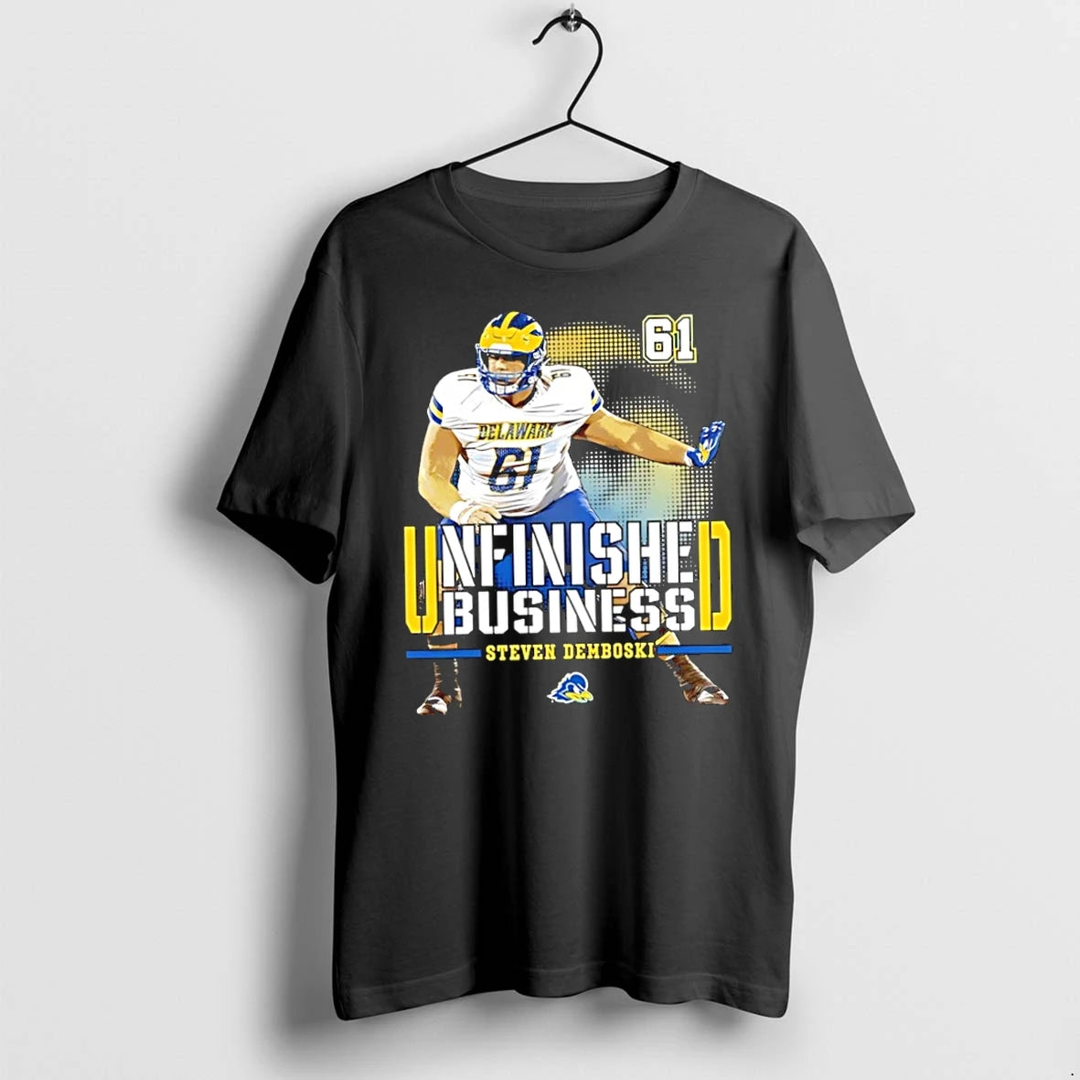 Premium Steven Demboski 61 Delaware Blue Hens Football Unfinished Business Tshirts