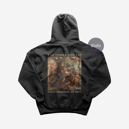 Premium Suicideboys Hoodie - I No Longer Fear The Razor Guarding My Heel Album Hoodie - Suicideboys Album Hoodie -Unisex Heavy Cotton Hoodie