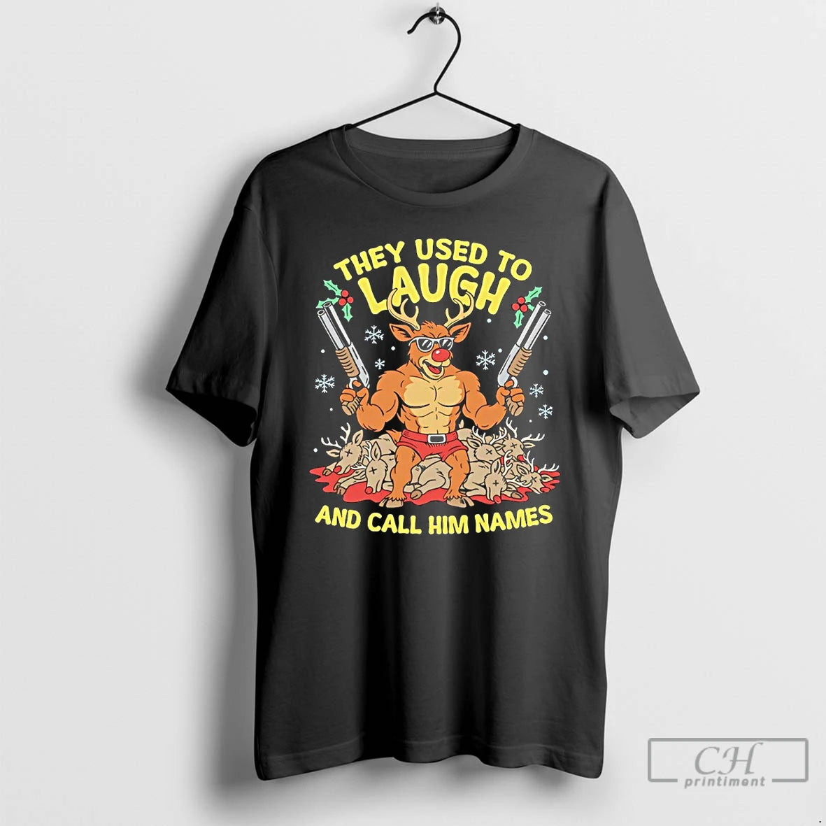 Premium They Used To Laugh And Call Him Names Rudolph Christmas Deer T Shirts Sweater Hoodie, Sweatshirt | WearSparks.com