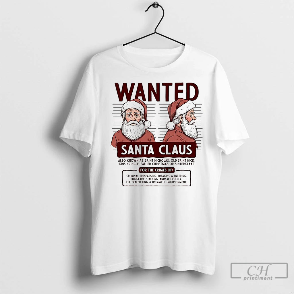 Premium Wanted Santa Claus Mugshot For The Crimes Of Criminal Trespassing