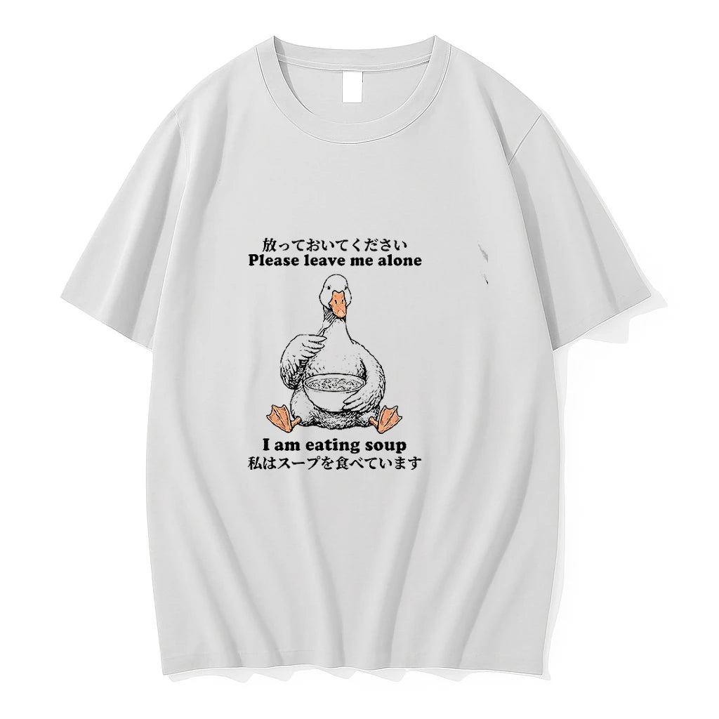 Premium Uvhmacux Goose Bird Animal Please Leave Me Alone I Am Eating Soup Tshirts
