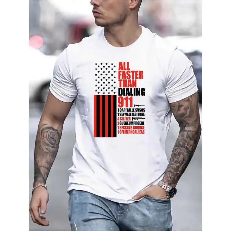 Premium, high-quality cotton, short-sleeved T-shirt, creative pattern, essential for literary youth, weightlifting stool Made in USA