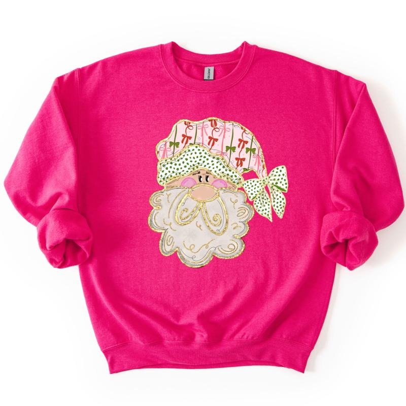 Preppy Santa Sweatshirt, Coquette Santa Christmas Sweatshirt T-Shirts, Hoodie | WearSparks.com