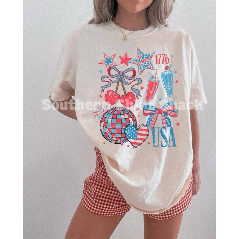Preppy USA collage 1776 t shirt  | Ivory comfort colors t shirt | 4th of July T shirt