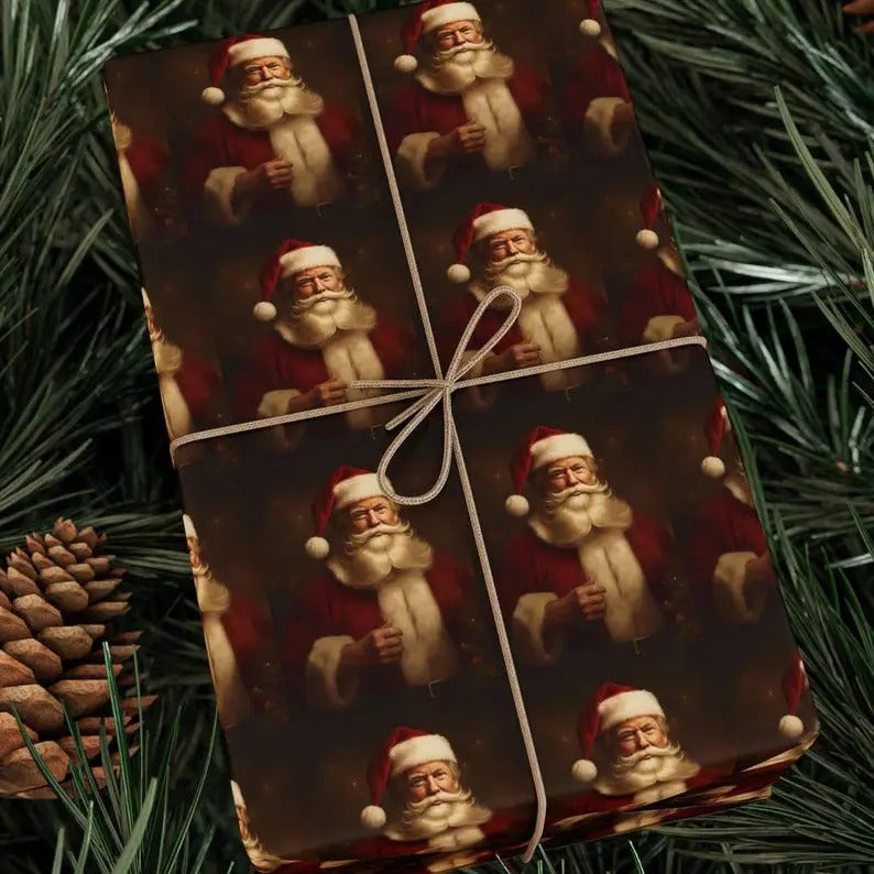 President Donald Trump Christmas Wrapping Paper, MAGA Gift Wrap, Christmas Gag Gift, Holiday Decor, Christmas, Gifts for Him, Santa, Xmasstyle{n002}2