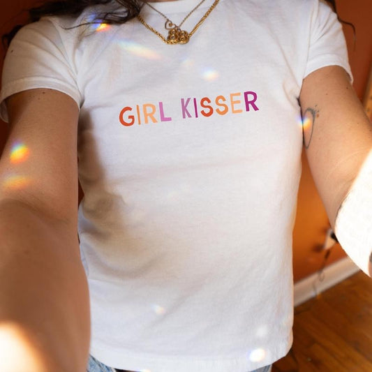 Pride Baby Tee, Subtle Pride Shirt, Lesbian Pride Shirt, Queer Crop Top, WLW Shirt, Sapphic Shirt, LGBT Shirt, But Daddy I Love Her