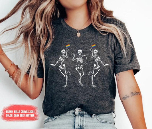 Pride Shirt - Women's Solid T-Shirt with Skeleton Graphic, Lightweight Cotton Fabric, Comfortable and Stylish Design