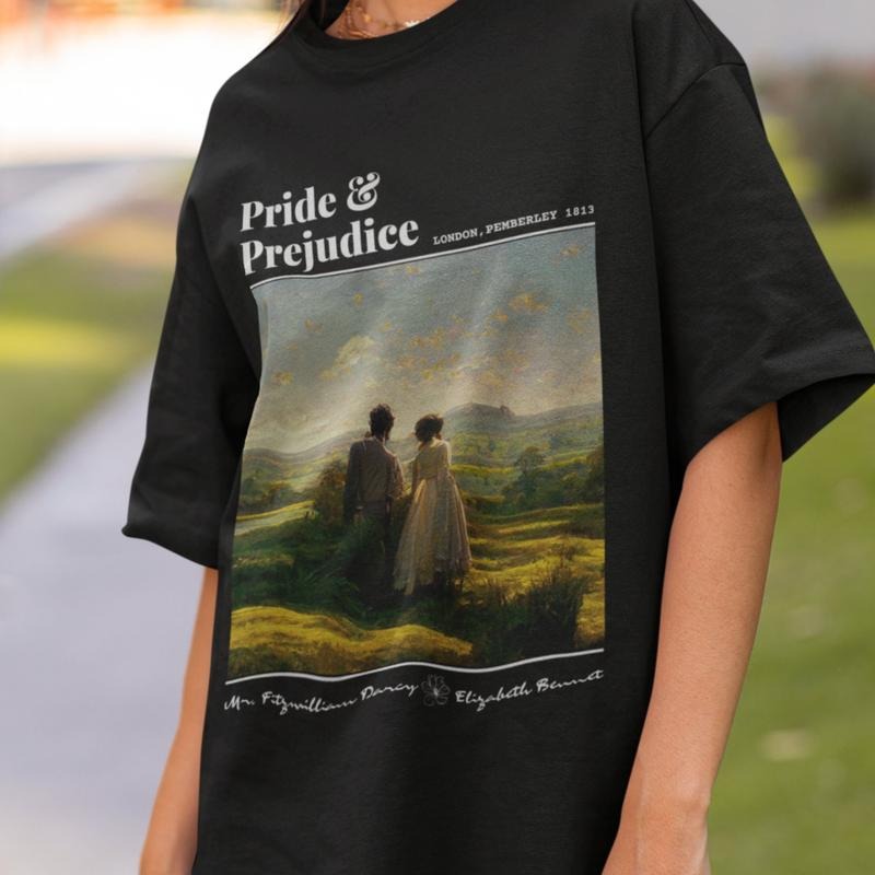 Pride and Prejudice T- Shirt,Pride and Prejudice Gift, Elizabeth Bennet & Mr. Darcy Pemberley T-shirt, Book Lover T-shirt, Romantic Book