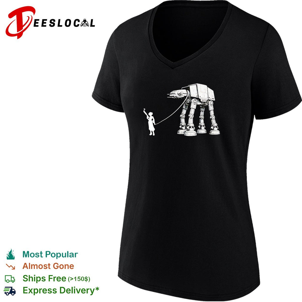Princess Leia walking AT AT on a leash shirt