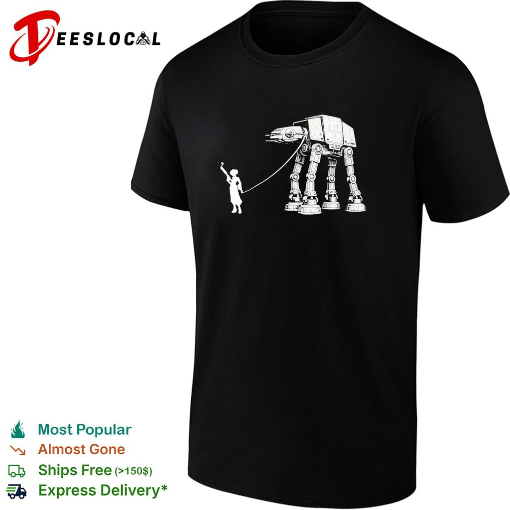 Princess Leia walking AT AT on a leash shirt