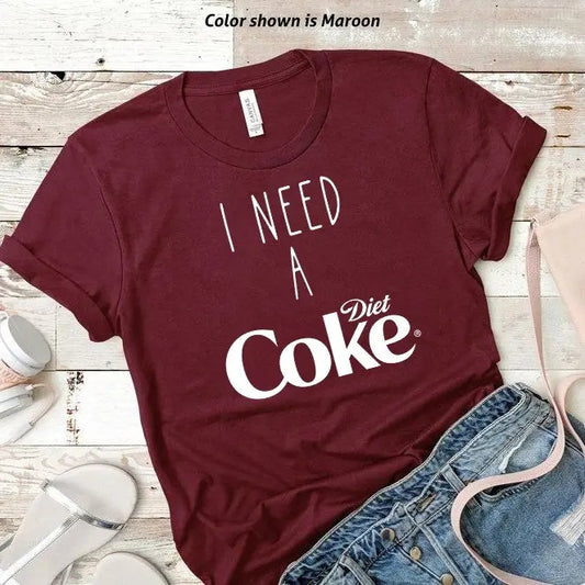 Print I Need A Diet Coke Sweatshirts, Trendy Sweatshirt, Funny Coke Lover Gift, trendy minimalistic Shirt, Diet Coke Tee For All, Unisex Cotton Gift